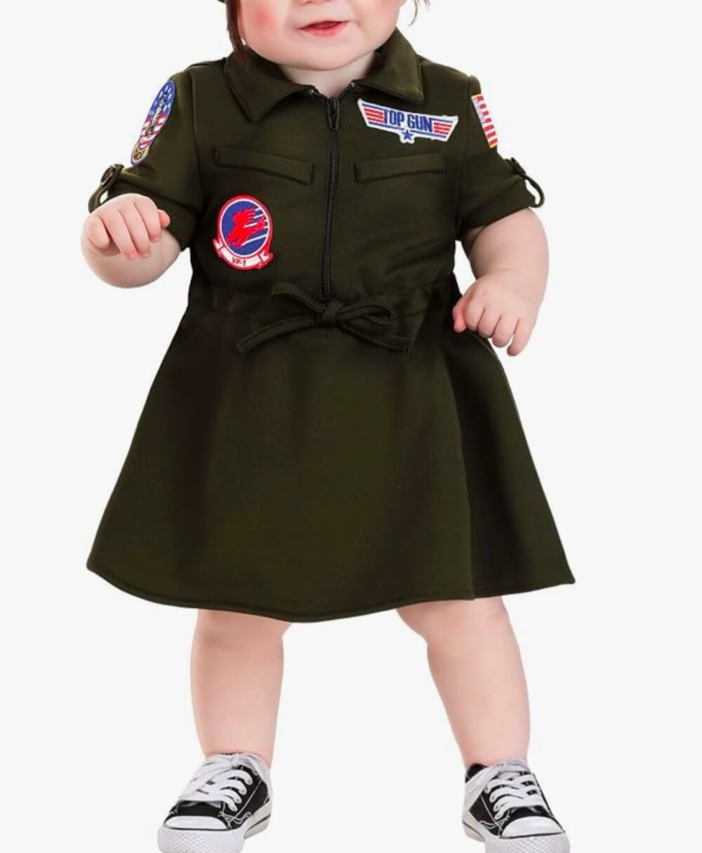 Top Gun Baby Green Pilot Dress Outfit 12/18 Months